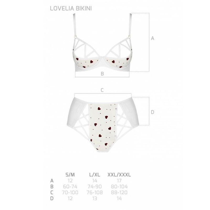 Эротический комплект с рисунком Passion LOVELIA BIKINI L/XL, white реальная фотография
