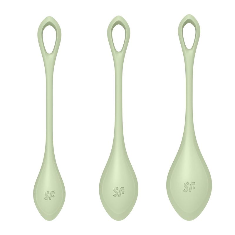 Набор йони бусин Satisfyer Yoni Power 2 Light Green, диаметр 2-2,5-3см, вес 22-44-73гр реальная фотография