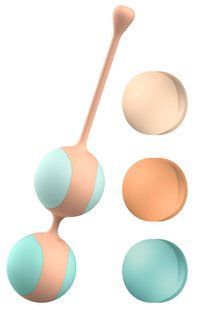Вагинальные шарики Liebe Kewos &mdash; Peach/Mint, 5 шариков в комплекте, 15, 25, 35, 45 и 55 г реальная фотография