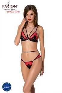 Комплект белья Passion PEONIA SET XXL/XXXL red, бра, трусики реальная фотография