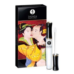 Стимулирующий блеск для губ Shunga LIPGLOSS - Sparkling Strawberry Wine (10 мл), эффект покалывания реальная фотография