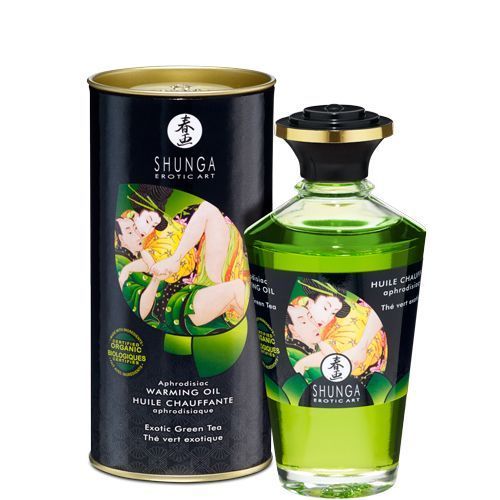 Органічна розігрівальна олія Shunga Aphrodisiac Warming Oil – Exotic green tea (100 мл) без цукру жива фотографія