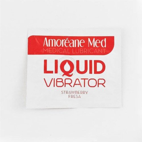 Пробник лубриканта з ефектом вібрації Amoreane Med Liquid Vibrator Strawberry (2 мл) жива фотографія