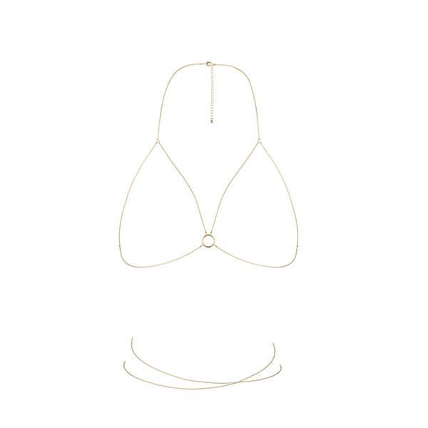 Цепочка портупея Bijoux Indiscrets Magnifique Bra Chain - Gold, украшение на тело реальная фотография