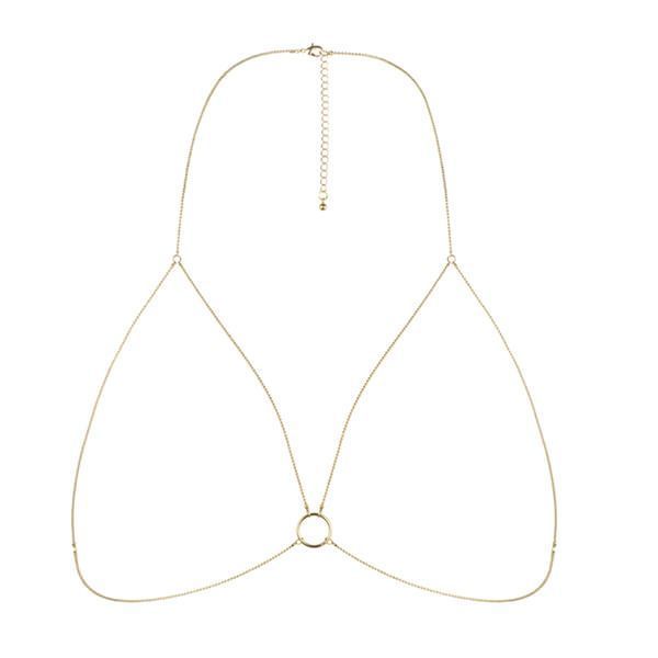 Цепочка портупея Bijoux Indiscrets Magnifique Bra Chain - Gold, украшение на тело реальная фотография