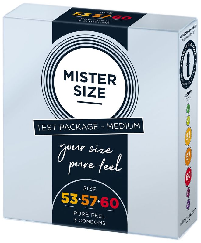 Набір презервативів Mister Size - pure feel - 53–57–60 (3 condoms), 3 розміри, товщина 0,05 мм жива фотографія
