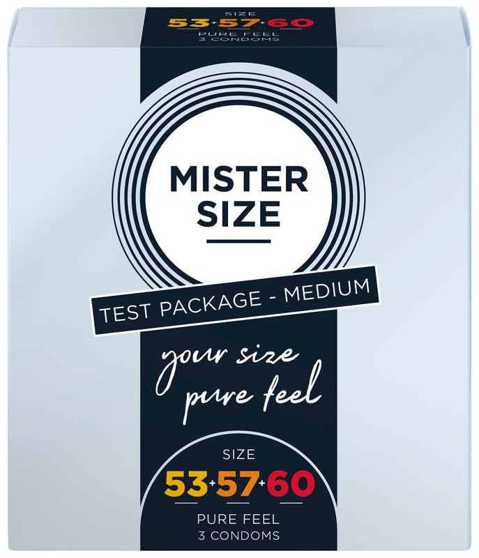 Набір презервативів Mister Size - pure feel - 53–57–60 (3 condoms), 3 розміри, товщина 0,05 мм жива фотографія