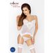 Корсет с пажами JANET CORSET white L/XL - Passion, трусики, полупрозрачный