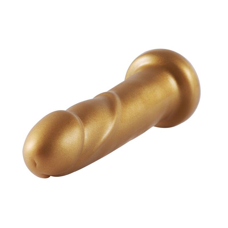 Золотой фаллоимитатор Hismith 6.8″ Golden Silicone Dildo, система KlicLok реальная фотография