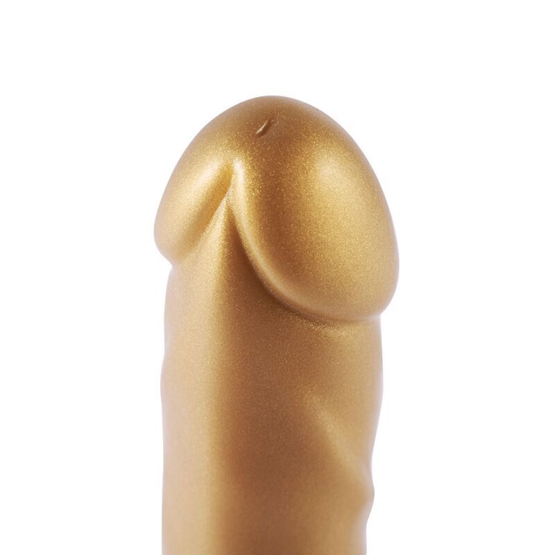 Золотой фаллоимитатор Hismith 6.8″ Golden Silicone Dildo, система KlicLok реальная фотография