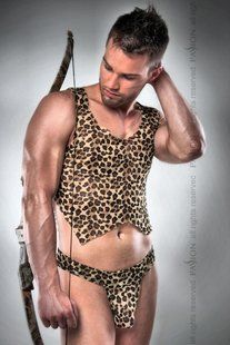 Мужской эротический костюм охотника Passion 023 SET XXL/XXXL: леопардовая маечка и стринги реальная фотография