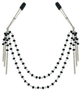 Украшение цепочка с зажимами для сосков Sportsheets Midnight Black Jeweled Nipple Clips