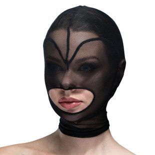 Маска серце сітка з відкритим ротом Feral Feelings - Hearts Mask Black/Black жива фотографія