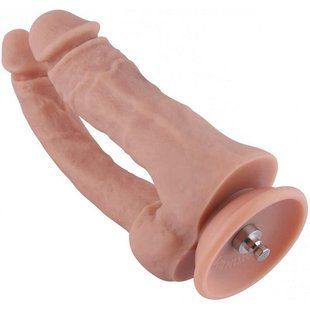 Двойной фаллоимитатор для секс-машин Hismith Double Penetrator, 9.8&Prime;, KlicLok и присоска реальная фотография