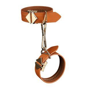 Фиксаторы для рук и ног LOCKINK Wristcuffs/Anklecuffs, коричневые, натуральная кожа реальная фотография
