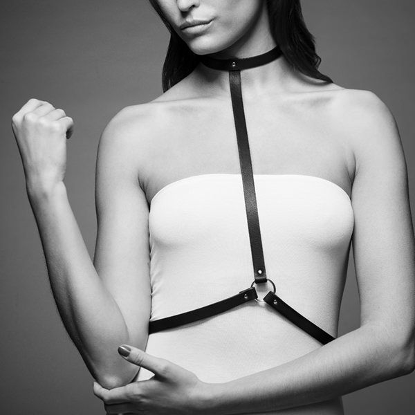 Портупея Bijoux Indiscrets MAZE - I Harness Black, экокожа, очень стильная реальная фотография
