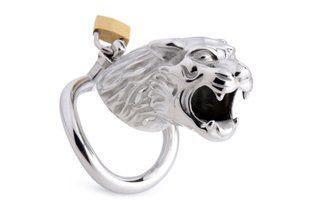 Клетка для пениса Master Series: Tiger King Cock Cage With Lock, три кольца, замок, три ключа реальная фотография