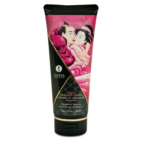Съедобный массажный крем Shunga Kissable Massage Cream – Raspberry Feeling (200 мл) реальная фотография