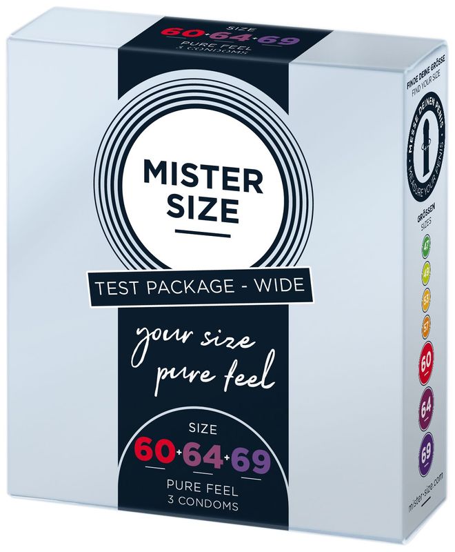 Набор презервативов Mister Size - pure feel - 60–64–69 (3 condoms), 3 размера, толщина 0,05 мм реальная фотография