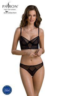 Комплект Passion DROSERA SET black, XXL/XXXL, сетка+кружево, бюстье и трусики танга реальная фотография