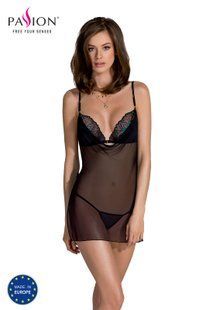 Сорочка Passion DELIENA CHEMISE L/XL black, стринги с заниженной талией реальная фотография