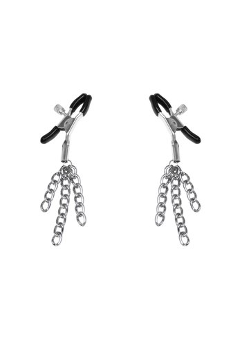 Зажимы для сосков с кисточками Feral Feelings - Nipple clamps Tassels, серебро/черный реальная фотография