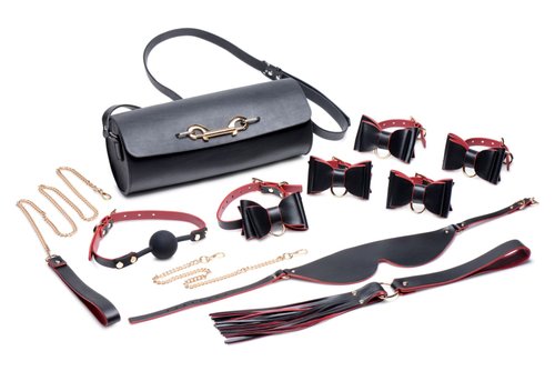 Набор для BDSM Master Series Bow - Luxury BDSM Set With Travel Bag реальная фотография