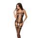 Бодістокінг Passion BS054 black, комбінезон, імітація панчох, відкритий животик жива фотографія