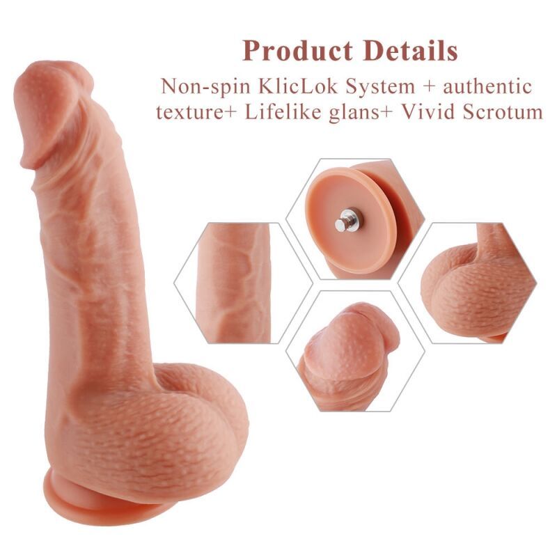 Ультрареалістичний фалоімітатор для секс-машин Hismith 8.3″ 2-layers Silicone Flesh Dildo, 2-шаровий жива фотографія