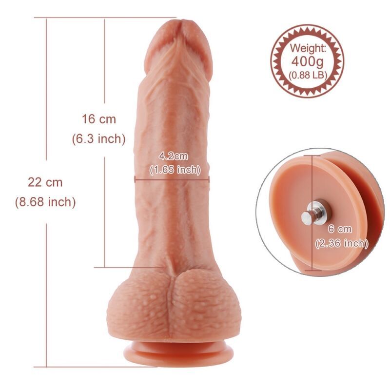 Ультрареалістичний фалоімітатор для секс-машин Hismith 8.3″ 2-layers Silicone Flesh Dildo, 2-шаровий жива фотографія