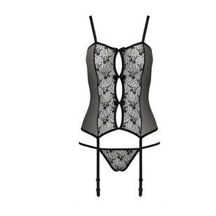 Распродажа!!! Корсет с пажами GRACIA CORSET black S/M - Passion, трусики, полупрозрачный реальная фотография