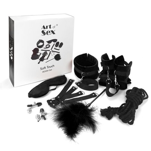 Набір БДСМ Art of Sex - Soft Touch BDSM Set, 9 предметів, Чорний жива фотографія