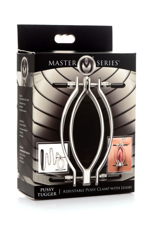 Затискач для статевих губ з повідцем Master Series Pussy Tugger Adjustable Vagina Clamp with Chain жива фотографія