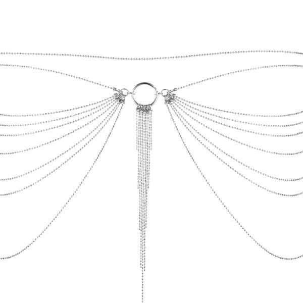 Цепочка трусики или лиф Bijoux Indiscrets Magnifique Waist Chain - silver, украшение на тело реальная фотография