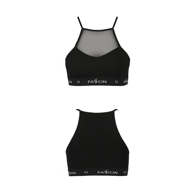 Спортивный топ с прозрачной вставкой Passion PS006 TOP L, black реальная фотография