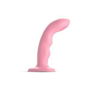 Насадка для страпона с двойной точечной пульсацией Strap-On-Me TAPPING DILDO WAVE &ndash; CORAL PINK, М реальная фотография