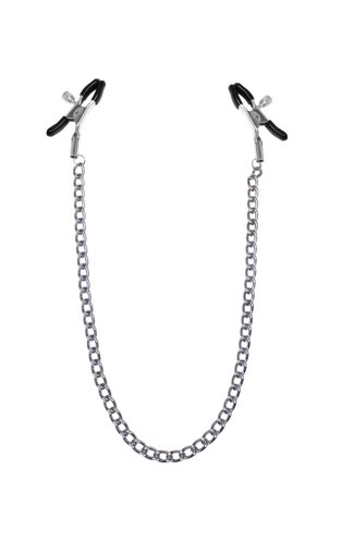 Зажимы для сосков с цепочкой Feral Feelings - Nipple clamps Classic, серебро/черный реальная фотография
