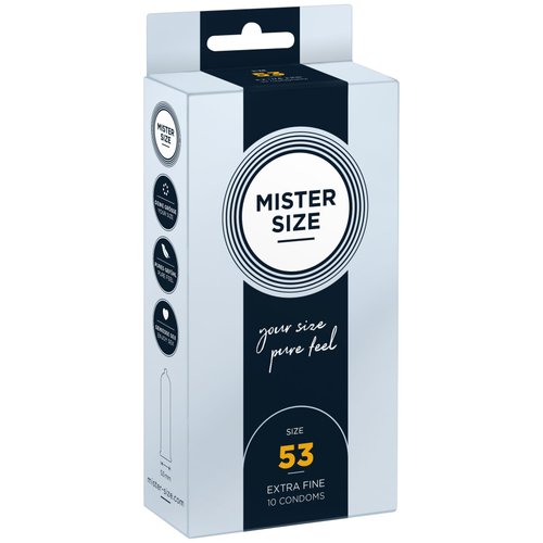 Презервативи Mister Size - pure feel - 53 (10 condoms), товщина 0,05 мм жива фотографія