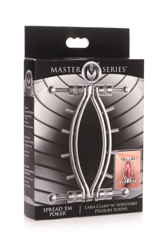 Зажим для половых губ Master Series Spread'Em Poker Vagina Clamp with Adjustable Pressure Screws реальная фотография