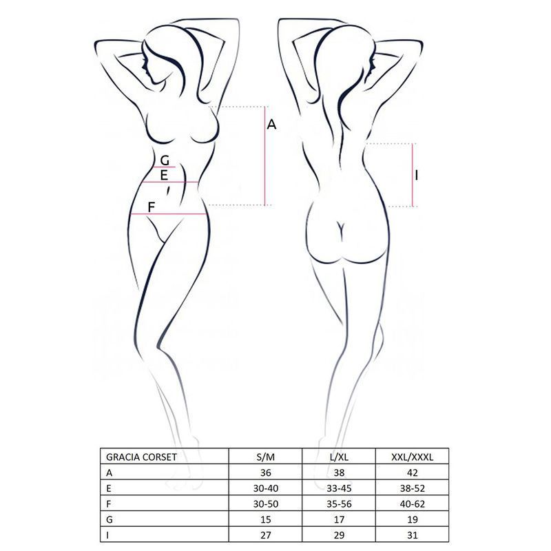 Розпродаж!!! Корсет з пажами GRACIA CORSET black XXL/XXXL - Passion, трусики, напівпрозорий жива фотографія