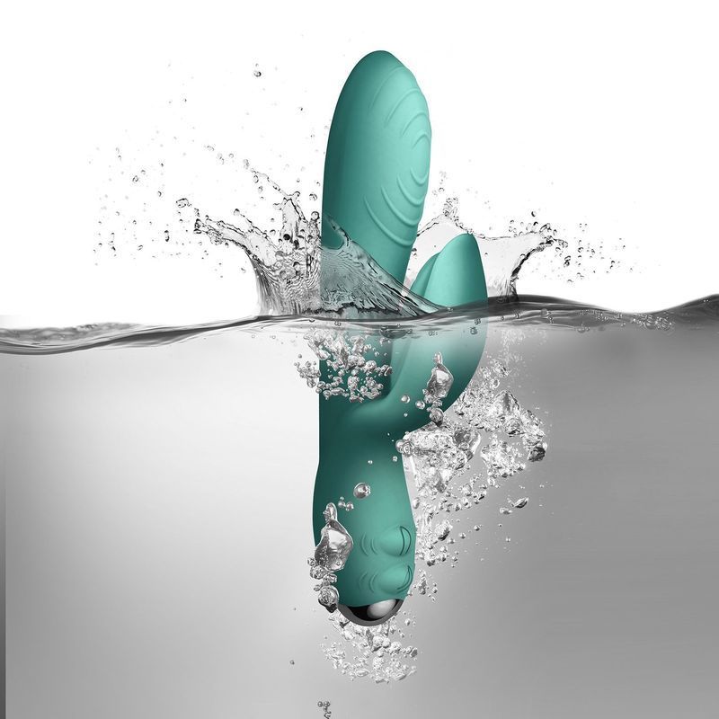 Вібратор-кролик Rocks Off Every Girl Teal, два мотори, різнокольорове LED-підсвічування, потужний жива фотографія