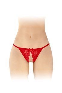 Кружевные трусики с доступом Fashion Secret Zoe Red, с бантиком реальная фотография