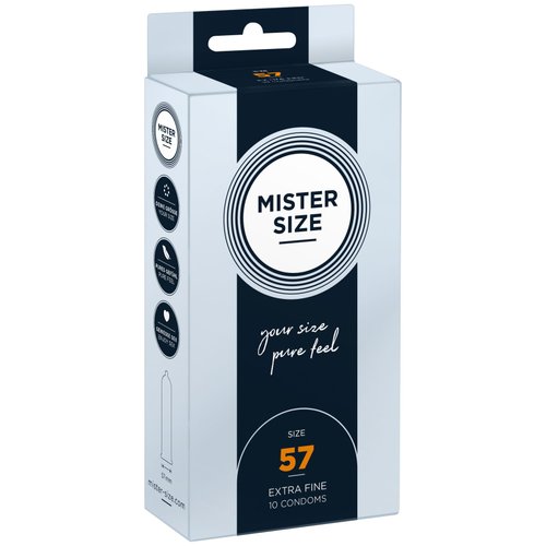 Презервативи Mister Size - pure feel - 57 (10 condoms), товщина 0,05 мм жива фотографія