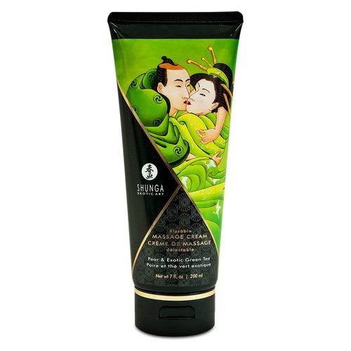 Їстівний масажний крем Shunga Kissable Massage Cream – Pear & Exotic Green Tea (200 мл) жива фотографія