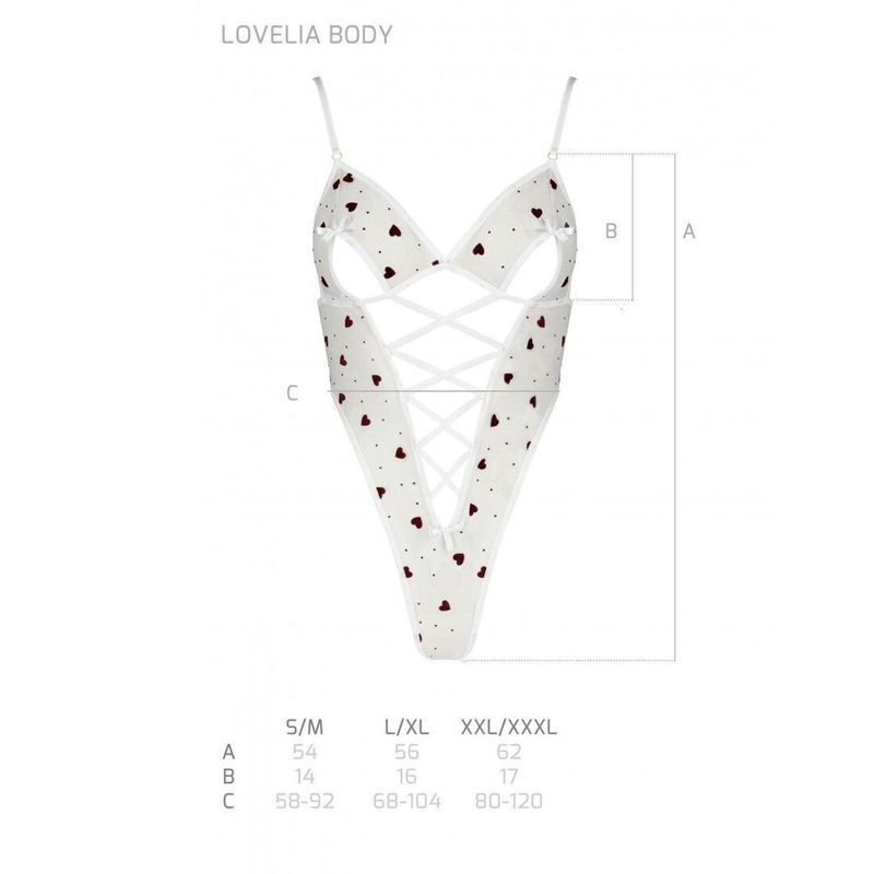 Еротичний боді з малюнком Passion LOVELIA BODY L/XL, white жива фотографія