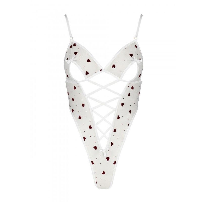 Еротичний боді з малюнком Passion LOVELIA BODY L/XL, white жива фотографія