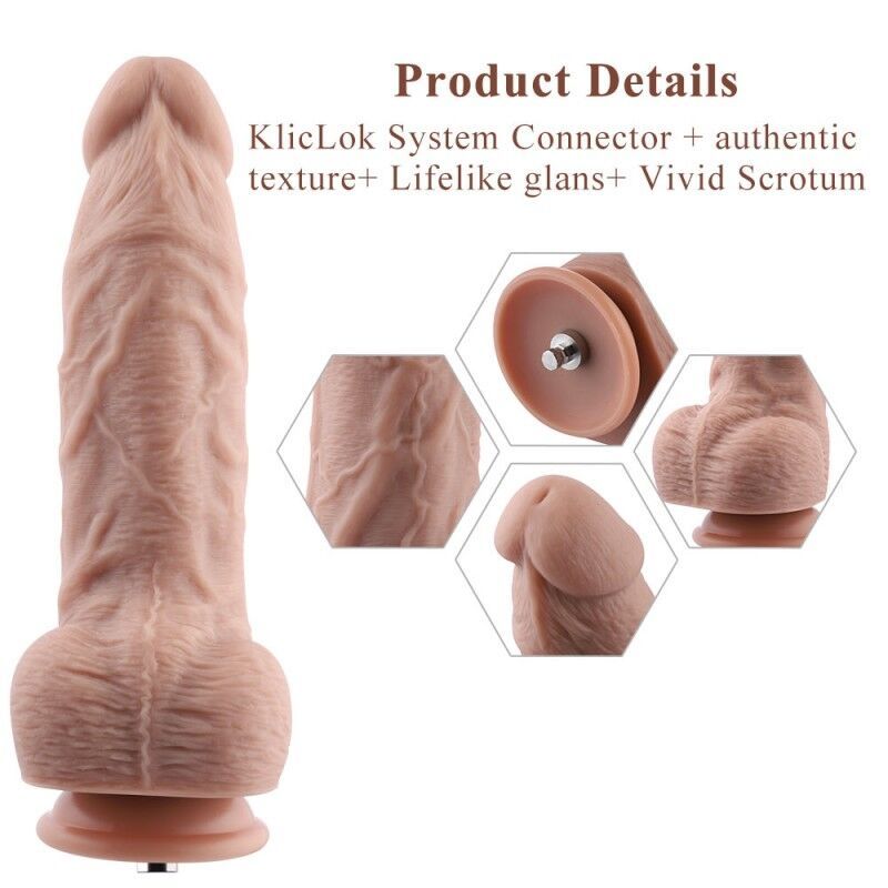 Гнучкий фалоімітатор для секс-машин Hismith 9.25″ Silicone Dildo, система KlicLok жива фотографія