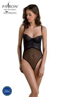 Боди Passion KERRIA BODY black, L/XL, с высокими вырезами и верхом балконет реальная фотография