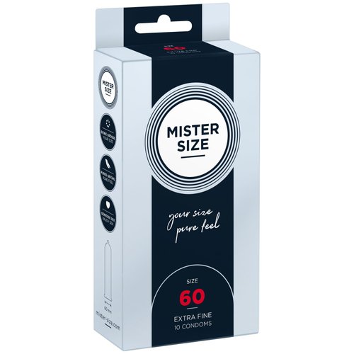 Презервативы Mister Size - pure feel - 60 (10 condoms), толщина 0,05 мм реальная фотография