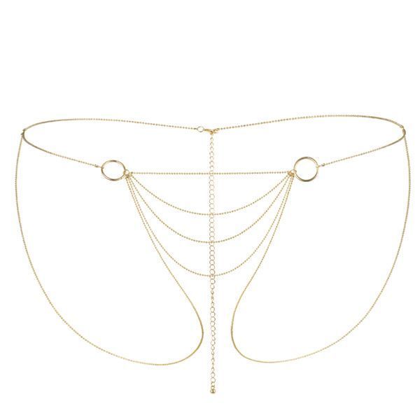 Цепочка-трусики Bijoux Indiscrets Magnifique Bikini Chain – Gold, украшение для тела реальная фотография